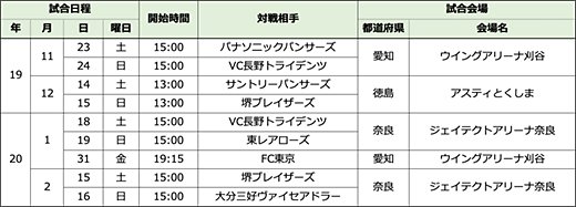 ホームゲーム日程