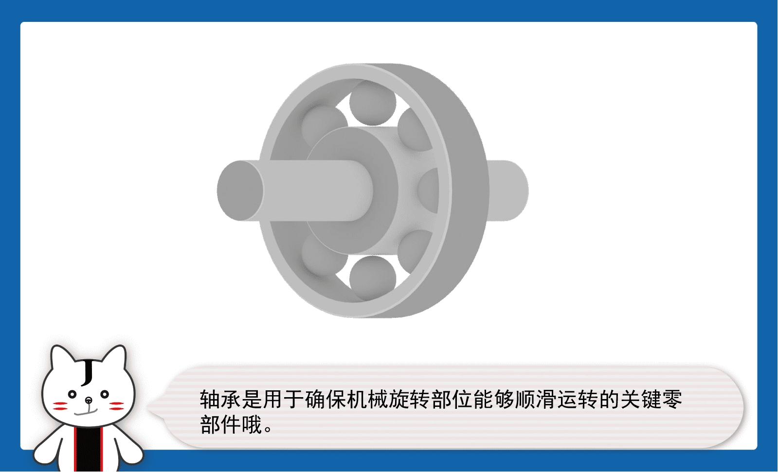 轴承是用于确保机械旋转部位能够顺滑运转的关键零部件哦。