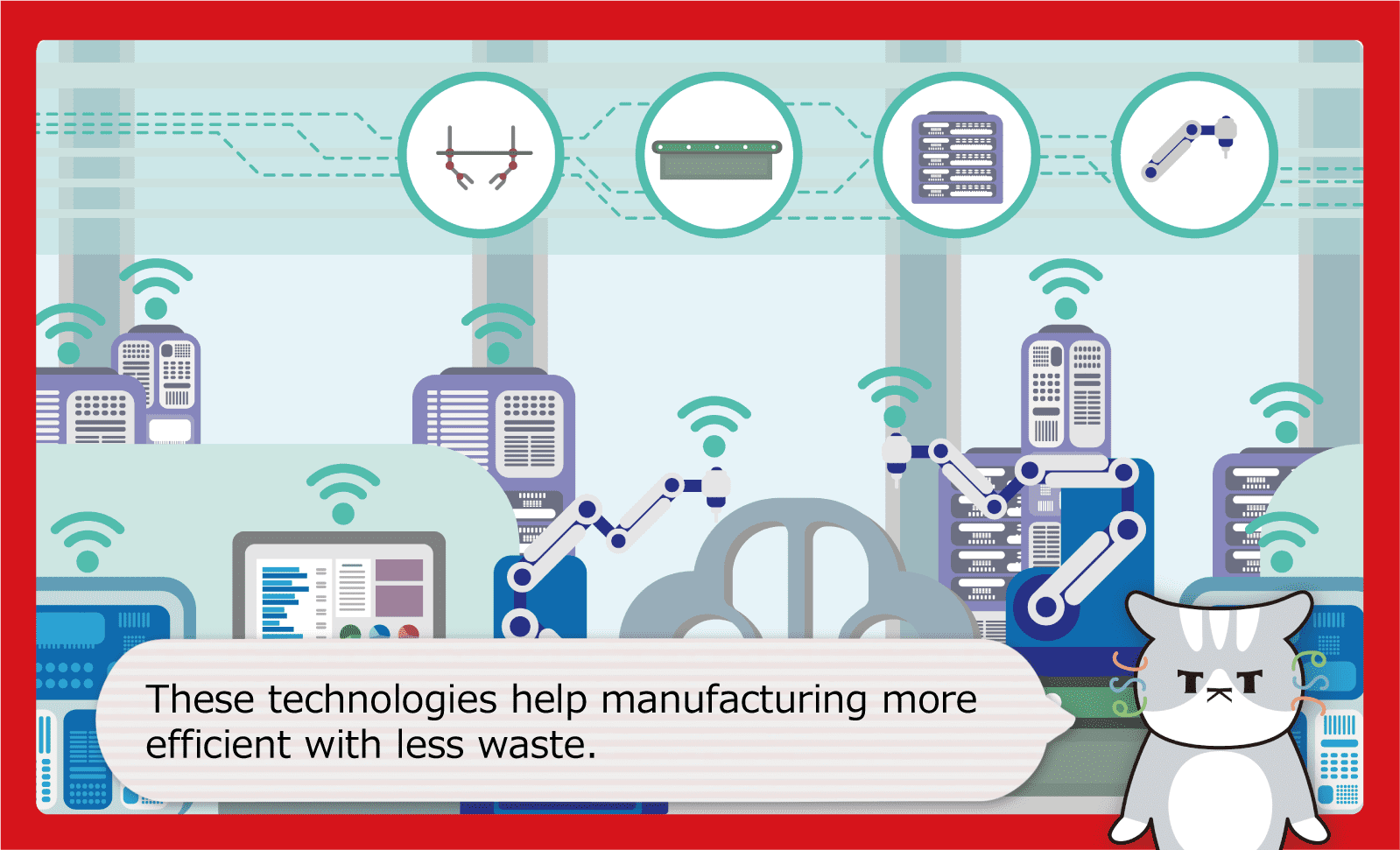 These technologies help manufacturing more efficient with less waste.