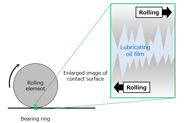 Fig. 2: No contact between a bearing ring and a rolling element (with lubrication)