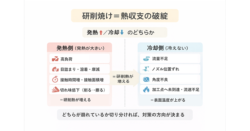 研削焼け=熱収支の破綻