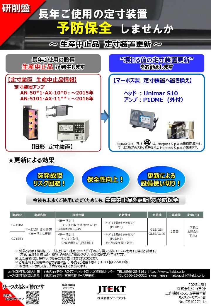 定寸装置更新（マーポス製）