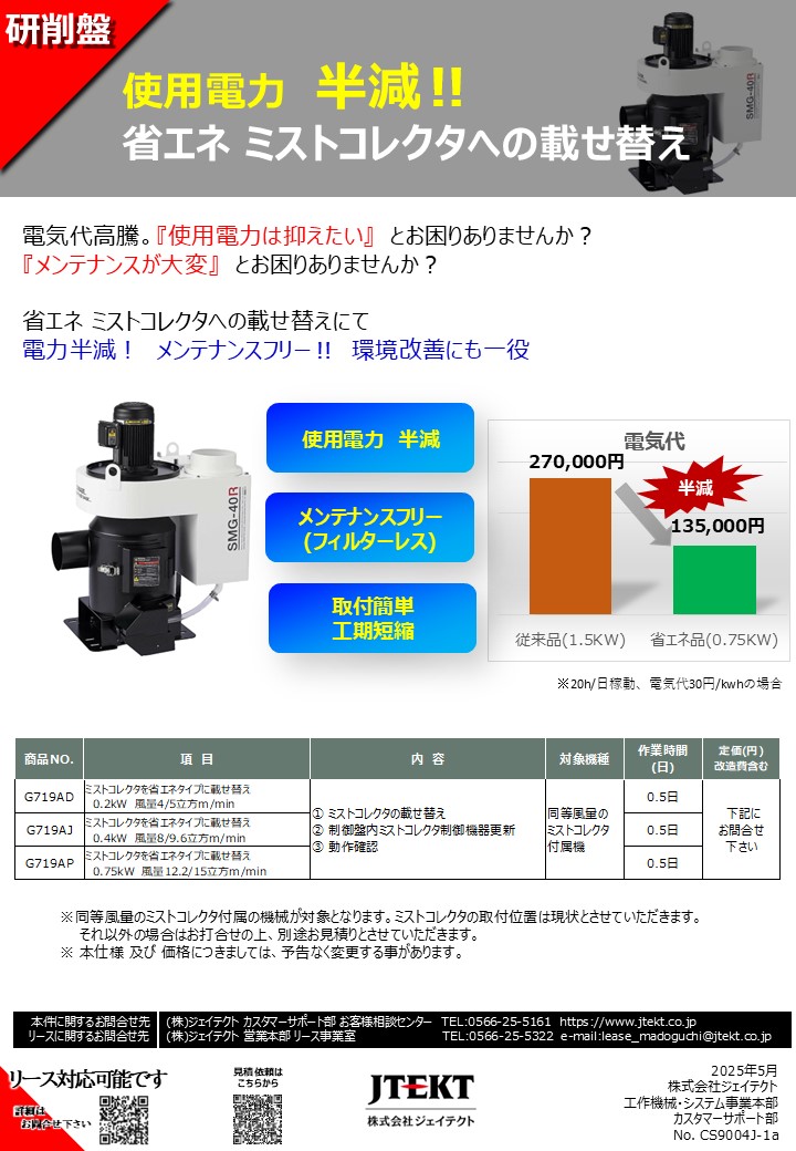 省エネミストコレクタへの載せ替えのご案内