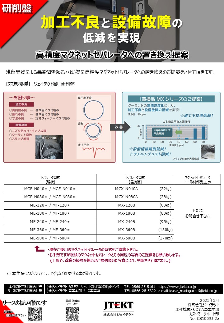 高精度マグネットセパレータへの置き換え