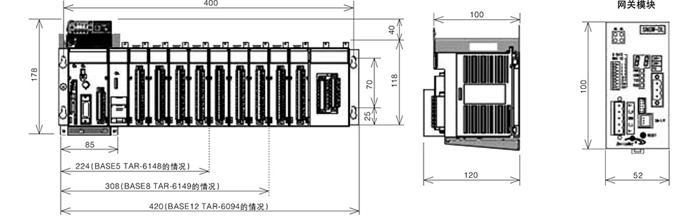 外形寸法の図