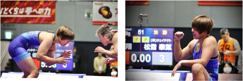 令和7年度天皇杯全日本レスリング選手権大会で逆転優勝を飾ったジェイテクトレスリング部松雪泰葉選手